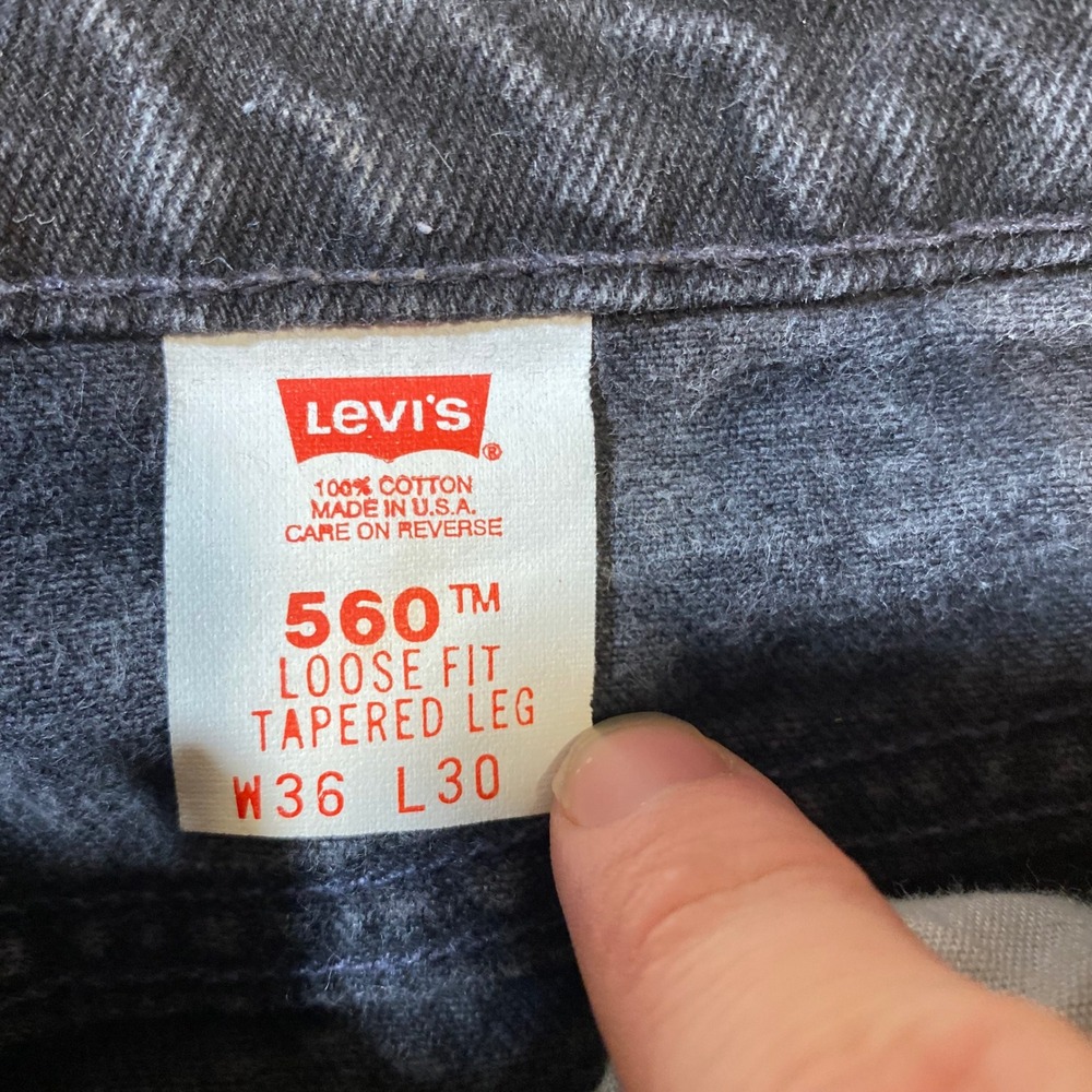 Vintage Levis 560 Orange Tab Black Loose Fit Tapered Leg Jeans 36x30 Made in USA - Picture 5 of 9